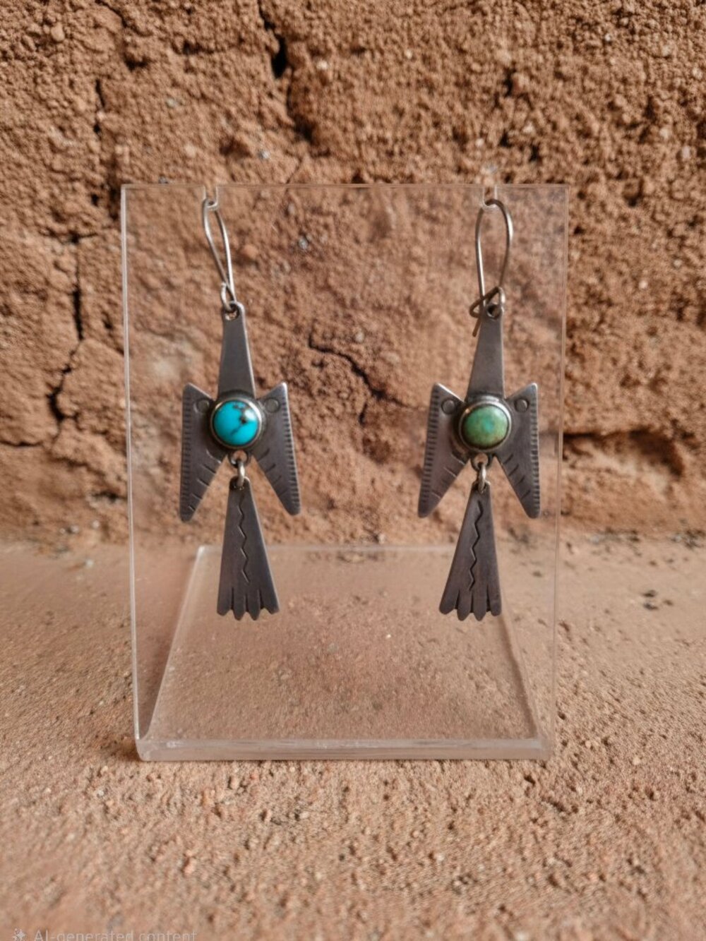 Vintage Native American Peyote Bird Earrings with Blue and Green Turquoise